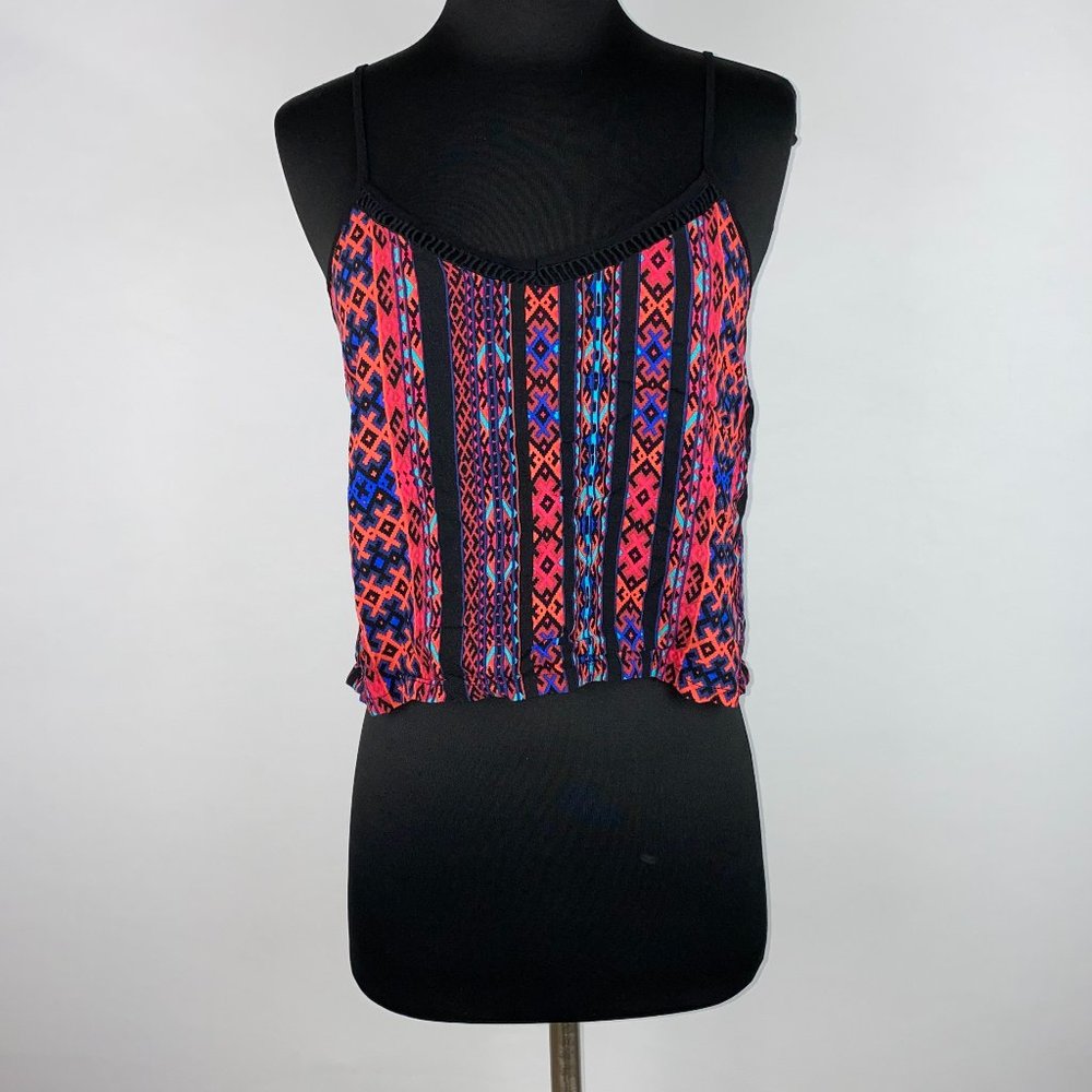 Forever 21 S Patterned Crop Tank Top Rayon Boho Festival